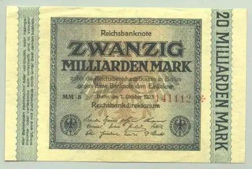 (1028275) Deutsches Reich. 20 Milliarden Mark 1923, Ro. 115 b. Sehr gut erhalten !