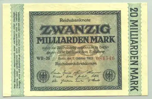 (1028276) Deutsches Reich. 20 Milliarden Mark 1923, Ro. 115 b. TOP Zustand !