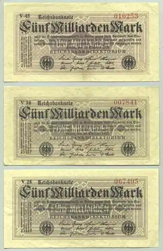 (1028298) Deutsches Reich. 3 x 5 Milliarden Mark 1923, Ro. 120 c, vorzueglich !