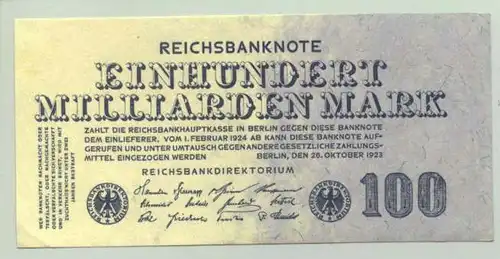 (1028308) Deutsches Reich. 100 Milliarden Mark 1923, Ro. 123. TOP Zustand !