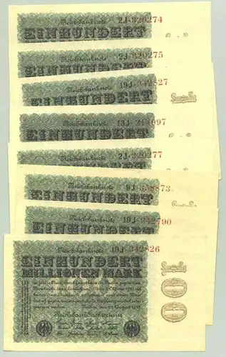 (1028332) Deutsches Reich. 8 x 100 Millionen Mark 1923, Ro. 106 g, TOP Zustand !