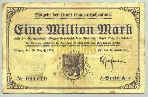 () 5 Millionen Mark. Notgeld. Singen 1923 # Geldscheine