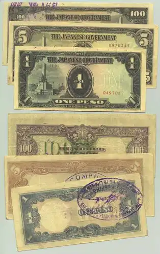 (1028132) 6 x Japan Pesos-Geldscheine, ohne Jahr