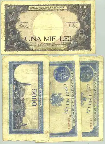 (1028137) 4 x Geldscheine Rumaenien aus der Zeit 1941 bis 1945