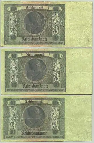 () Deutsches Reich. 3 x 10 Reichsmark 1929, KZ nur auf Vorderseite !