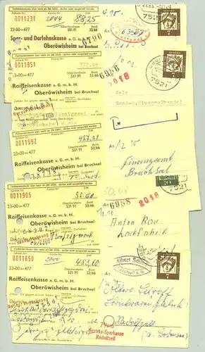 () Deutschland 5 x Postkarten-Bankschecks 1962