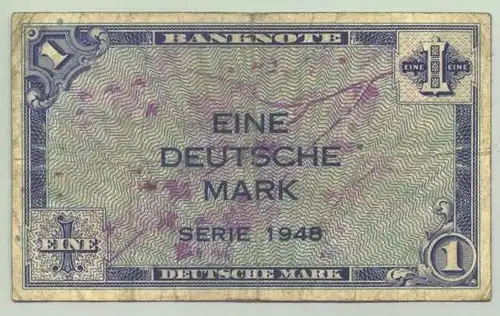 () Deutschland Banknote. 1 Mark BRD 1948 / Kopfgeld