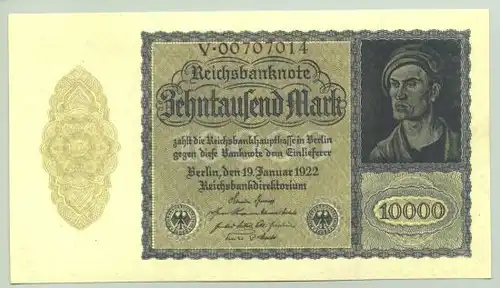 (1028255) Deutsches Reich. 10.000 Reichsmark 1922, Ro. 69 b. TOP Zustand