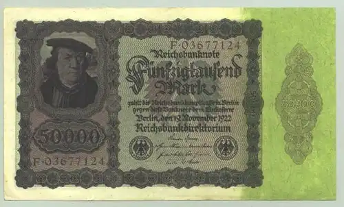 () Deutsches Reich. 50.000 Reichsmark 1922, Ro. 78. Sehr guter Zustand