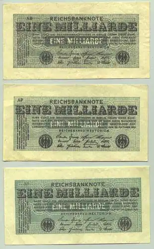 (1028293) Deutsches Reich. 3 x 1 Milliarde Mark 1923, Ro. 119 a