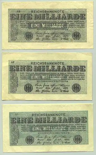 () Deutsches Reich. 3 x 1 Milliarde Mark 1923, Ro. 119 a