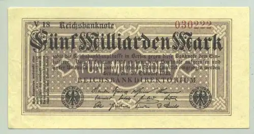 () Deutsches Reich. 5 Milliarden Mark 1923, Ro. 120 c. TOP Zustand !