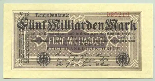 (1028297) Deutsches Reich. 5 Milliarden Mark 1923, Ro. 120 c. TOP Zustand !