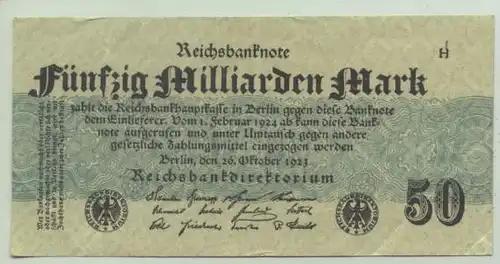 (1028305) Deutsches Reich. 50 Milliarden Mark 1923, Ro. 122 b, vorzueglich !