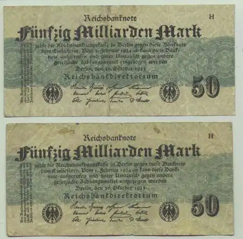 (1028306) Deutsches Reich. 2 x 50 Milliarden Mark 1923, Ro. 122 b