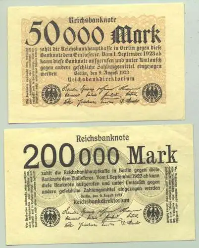 () Deutsches Reich. 50.000 u. 200.000 Reichsmark 1923, Ro. 98 + 99. TOP Zustand