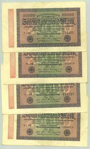 (1028358) Deutsches Reich. 4 x 20.000 Reichsmark 1923, Ro. 84 i