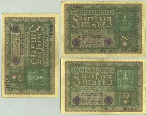 (1028386) Deutsches Reich. 3 x 50 Reichsmark 1919, Ro. 62