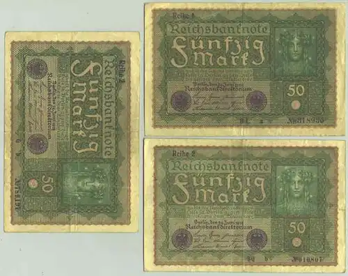 () Deutsches Reich. 3 x 50 Reichsmark 1919, Ro. 62