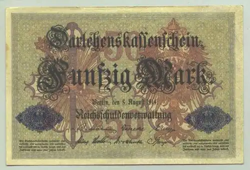 () Deutsches Reich. 50 Reichsmark 1914, Ro. 50 b. Sehr guter Zustand