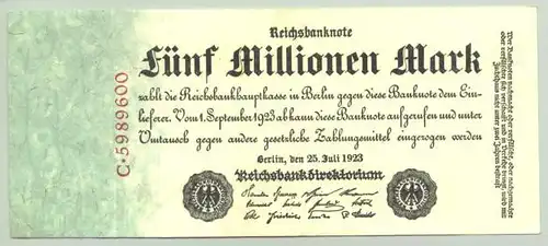 () Deutsches Reich. 5 Millionen Reichsmark 1923, Ro. 194. TOP Zustand