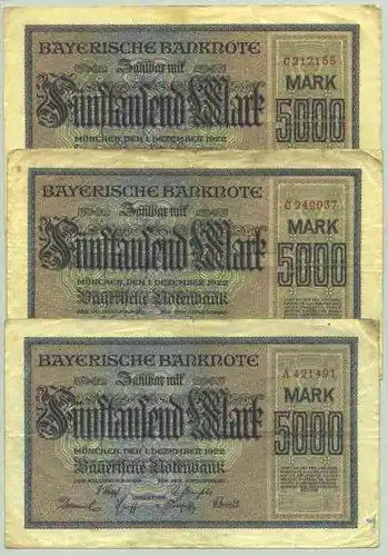 (1028515) 3 x Banknoten, Bayerische Notenbank, Muenchen 1922