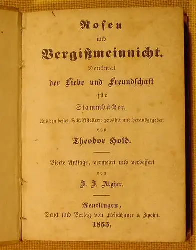 'Vergissmeinnicht' Spruechlein. Reutl. 1855 ()