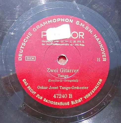 (3001034) Tango-Orchester Oskar Joost. Tango Bolero. Polydor. Alte Schellack-Schallplatte. Siehe bitte Beschreibung u. Bilder