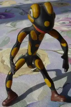 ! NEU + gültig : Versandkosten ab Euro 5,00 (intern  /4-1202) Biegefigur "Feuersalamander" mit braunen Schuhen,  ca. 12 cm,  vermutlich 1960-er Jahre. Guter Zustand.