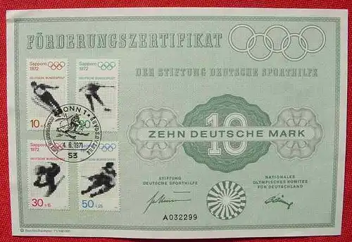 Olympiade 1972. Foerderungs-Zertifikat DM 10,- (0070058)