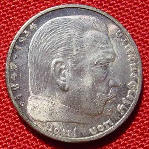 () Deutsches Reich 5 Reichsmark 1936 - G. Hindenburg, Drittes Reich. Silbermuenze