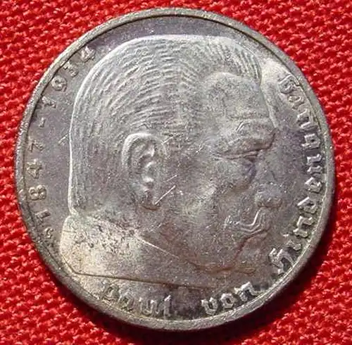 (1030558) Deutsches Reich 5 Reichsmark 1936 - G. Hindenburg, Drittes Reich. Silbermuenze