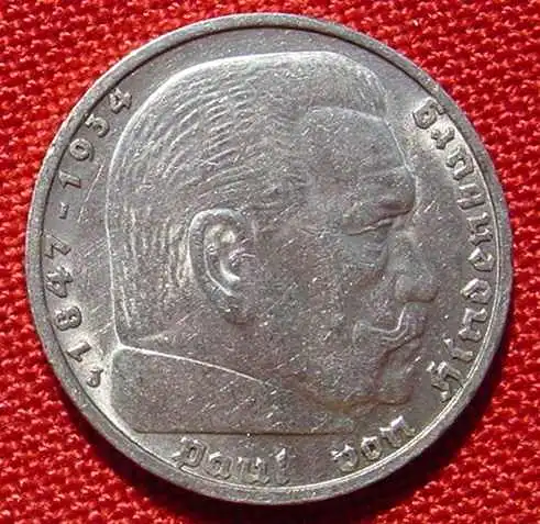 () Deutsches Reich 5 Reichsmark 1936 - J. Hindenburg, Drittes Reich. Silbermuenze