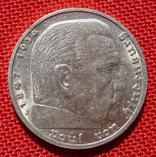 () Deutsches Reich 5 Reichsmark 1936 - J. Hindenburg, Drittes Reich. Silbermuenze