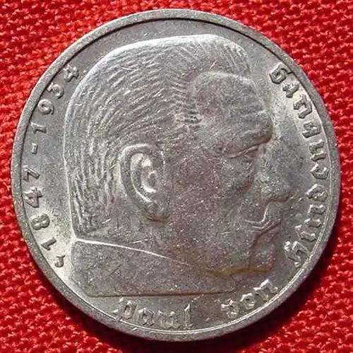 () Deutsches Reich 5 Reichsmark 1936 - J. Hindenburg, Drittes Reich. Silbermuenze