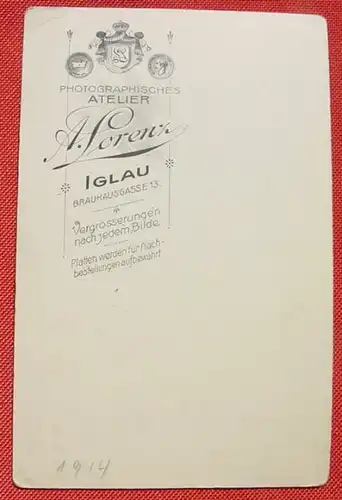 (1049340) Hübsches Foto auf Karton, Atelier Lorenz, IGLAU, Format ca. 10,5 x 16 cm