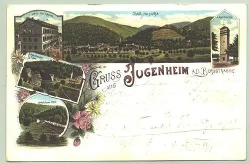 () Gruss aus Jugenheim a. d. Bergstrasse, 1898, Postkarte, Ansichtskarte