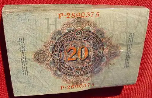 () 100 Banknoten zu je 20 Reichsmark, meist 1914. Berlin. Deutsches Reich. Geldscheine Originale