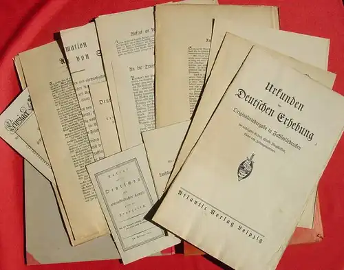 () 'Urkunden der Deutschen Erhebung 1813'. Mappe mit vielen Belegen von 1913