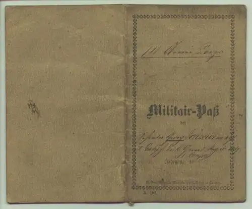 (2002670) 'Militair-Pass'. Hockenheim / Baden, 16. September 1873