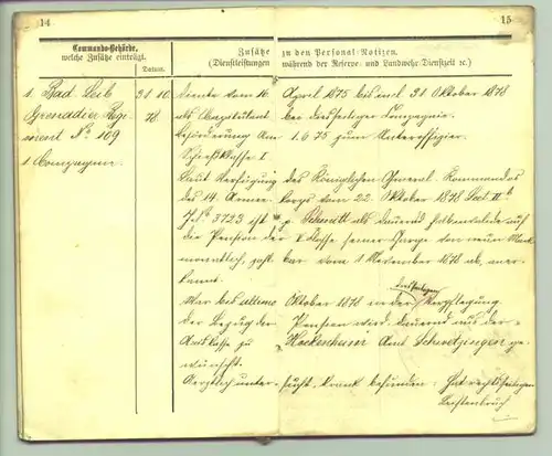 () 'Militair-Pass'. Hockenheim / Baden, 16. September 1873