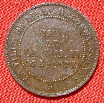 () Frankreich. 10 Centimes 1853. Sonder-Praegung 'Muenzbesuch in Lille'