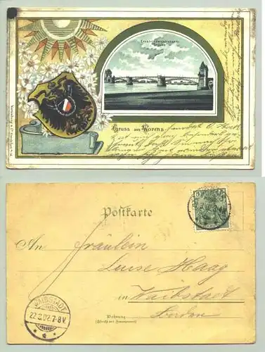 Ansichtskarte "Gruss aus Worms". Marke u. Stempel v. 1902. Wartenberg   Co., Frankfurt / M. (intern : 67550-031 /67550)