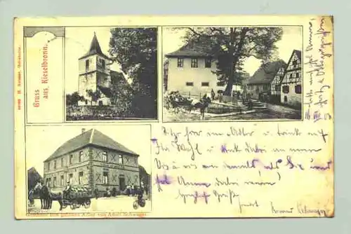 (75249-011) Ansichtskarte. "Gruss aus Kieselbronn". (Brauerei ?). Marke u. Stempel von 1903. Gebrauchsspuren