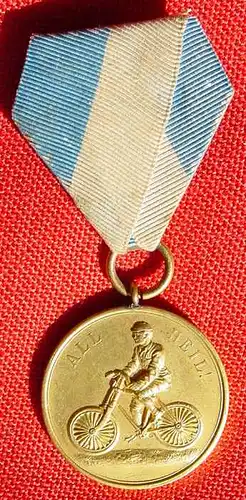(1005896) Preis-Medaille 'ALL HEIL !' 1901. Radfahrer. Fahrrad