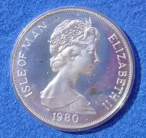 () Insel Man 1 Crown Silbermuenze 1980