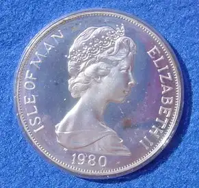 () Insel Man 1 Crown Silbermuenze 1980