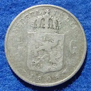 (1015623) Niederlaendisch-Indien. Ein Viertel Gulden 1908. Silbermuenze