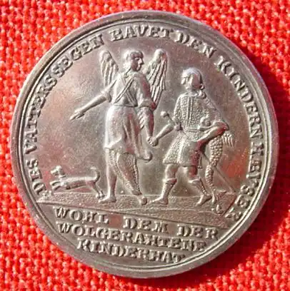 () Silbermedaille um 1820 ? "Des Vatters Segen bauet den Kindern Haeuser"