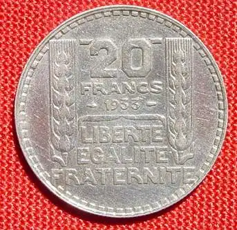 () Frankreich. Silbermuenze. 20 Francs 1933